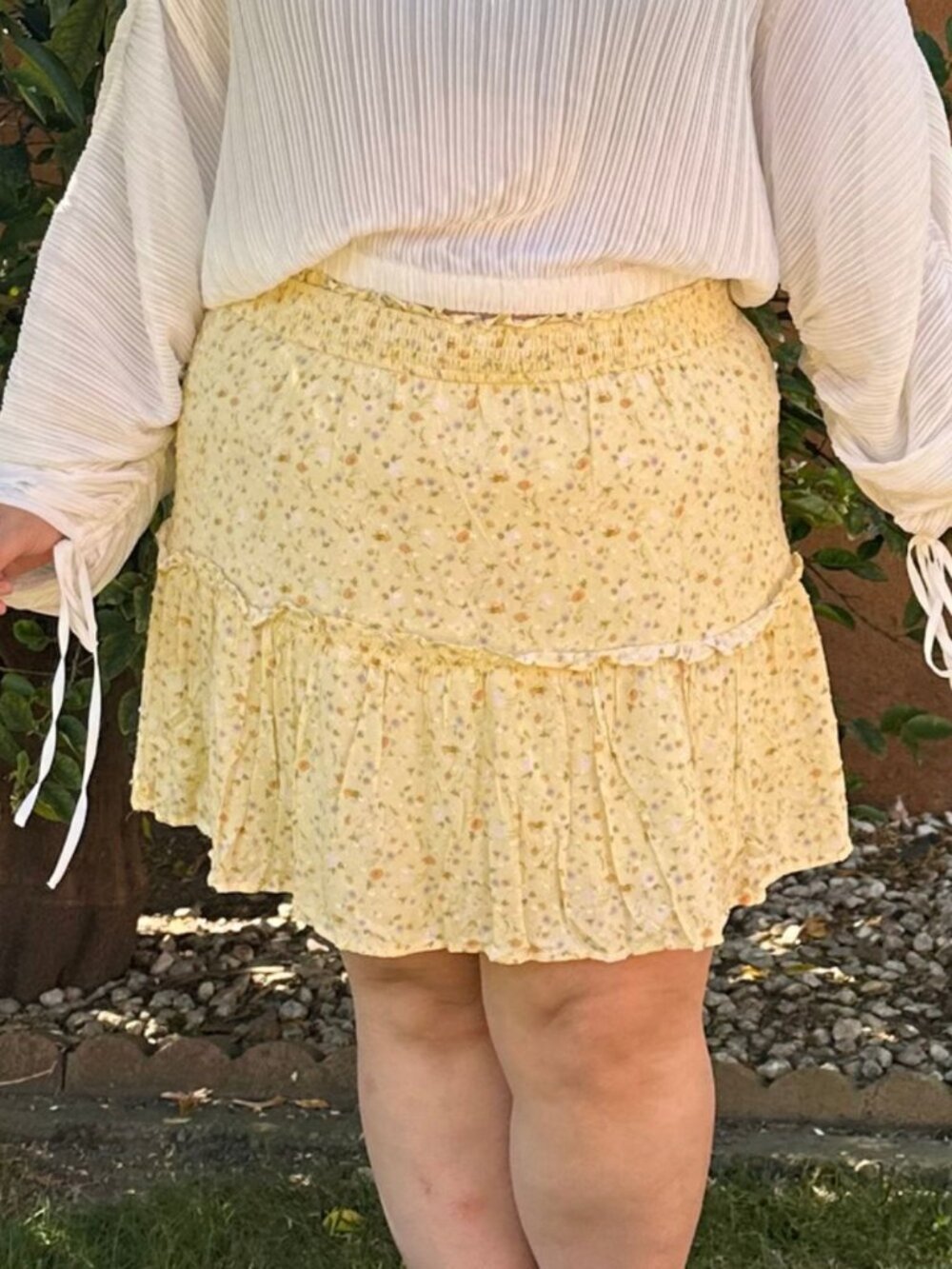 Forever 21 Yellow Floral Skirt 1X